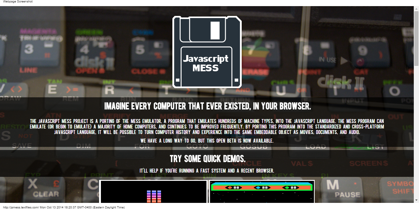 Details : JSMESS - The Javascript MESS Project