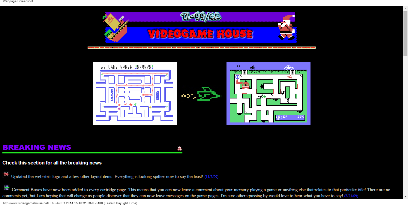 Details : TI-99/4A Videogame House
