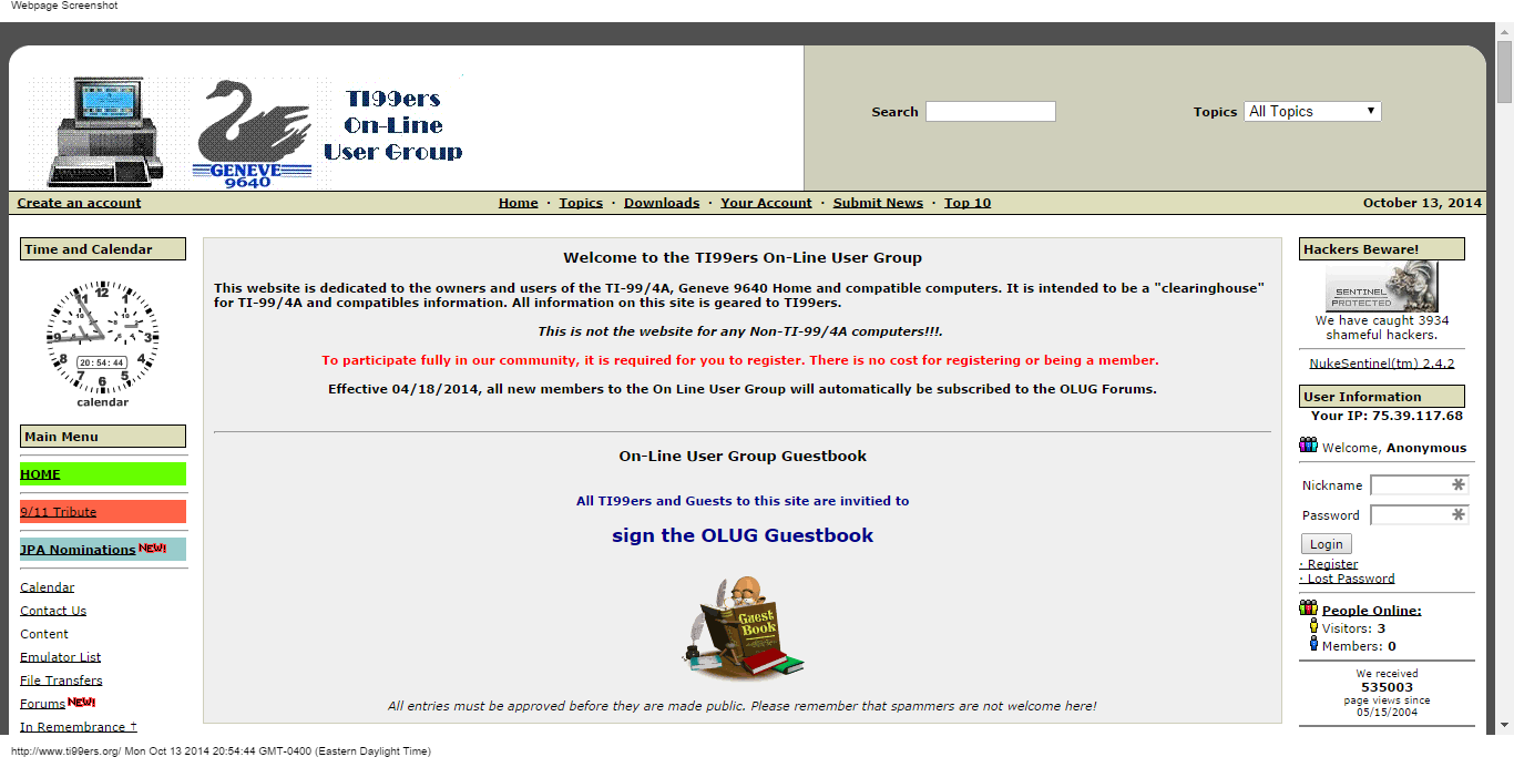 Details : TI99ers On-Line User Group