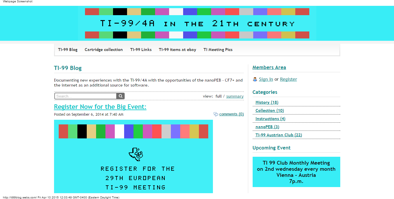 Details : TI 99 Club- Vienna, Austria
