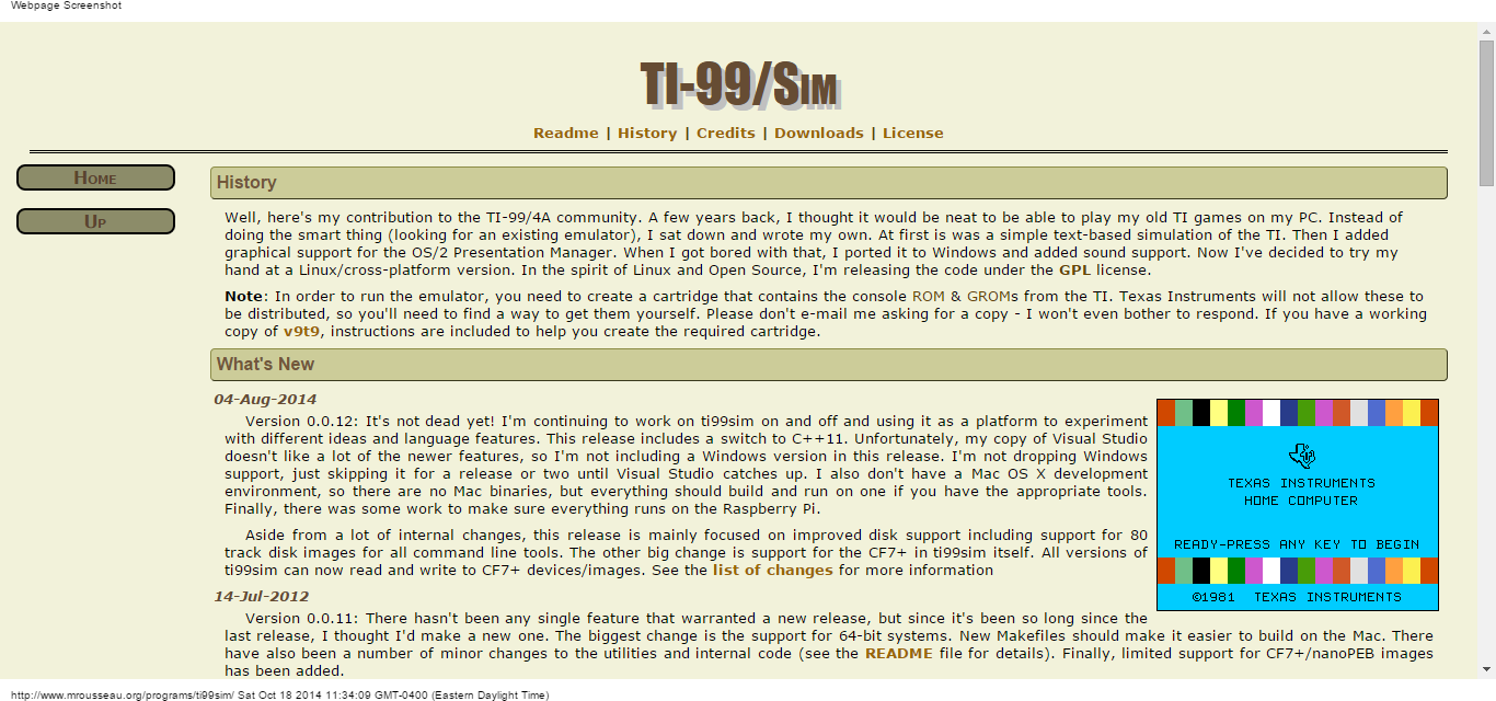 Details : TI-99/Sim