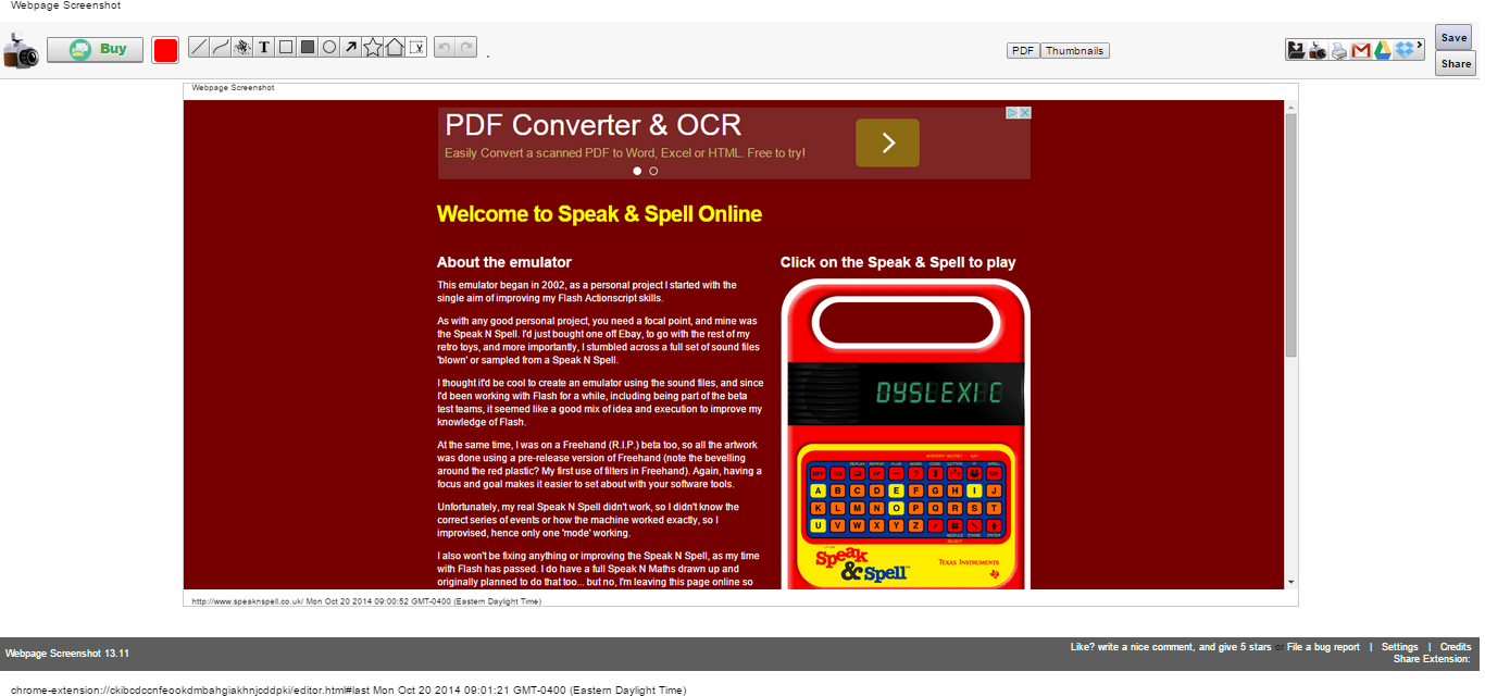 Details : Speak & Spell Texas Instruments simulator
