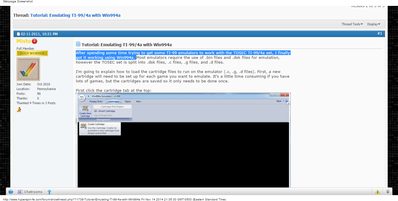 Details : Tutorial: Emulating TI-99/4a with Win994a