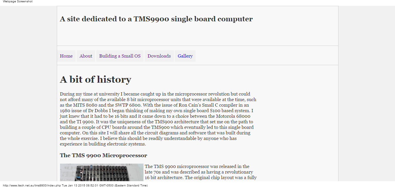 Details : TMS9900 Single Board Computer